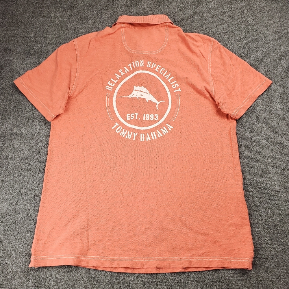 Tommy Bahama Pima Cotton Polo Shirt Medium Relaxation Specialist Salmon Coral
